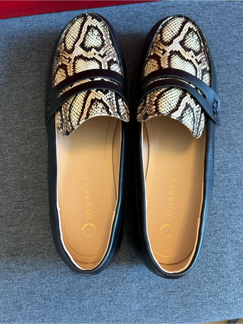 Journee Collection Kenly Penny Loafer black crocodile faux leather size 12